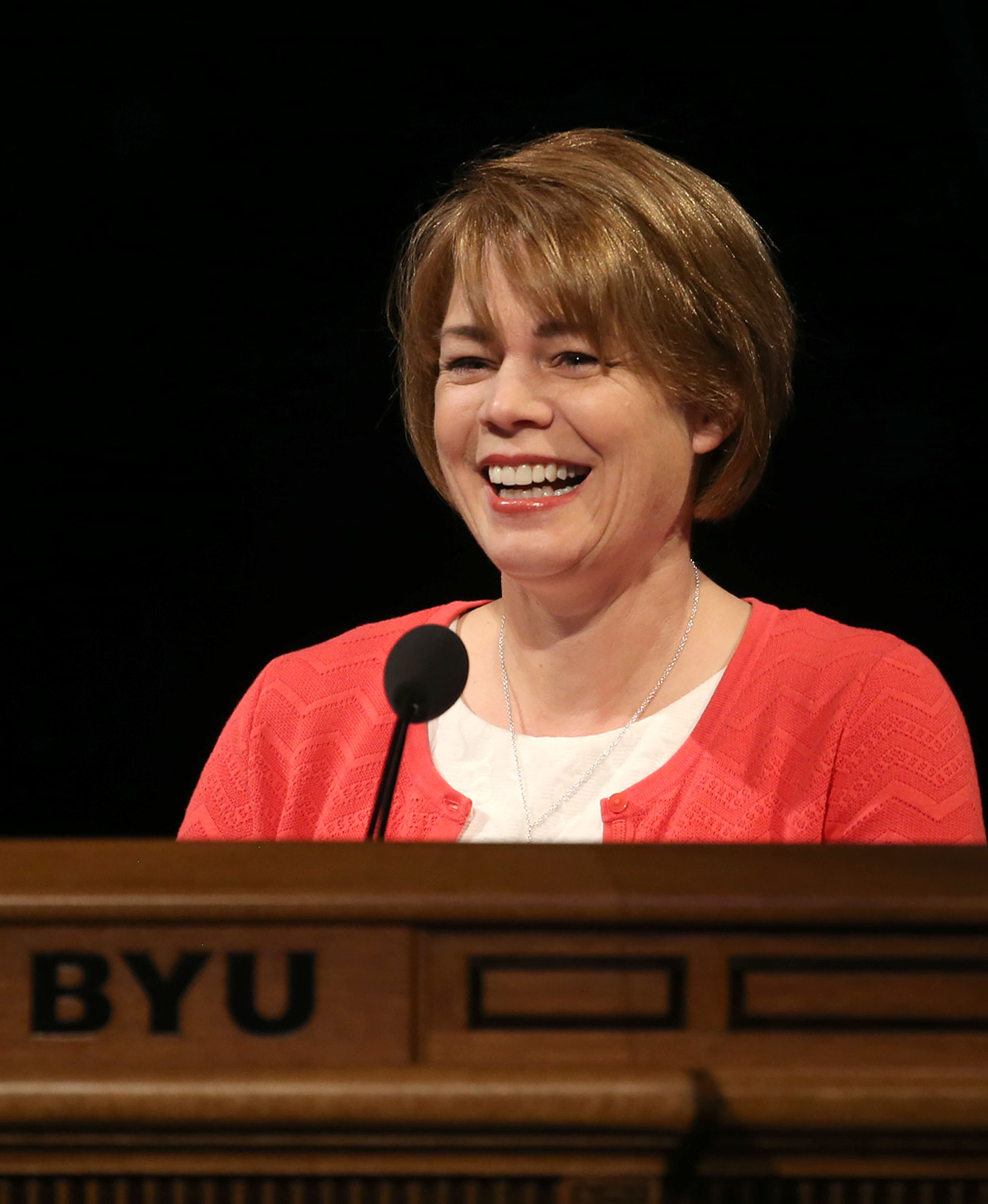 Sharon Eubank, Relief Society Presidency First Counselor, speaks at the BYU Women's Conference in the Marriott Center at BYU in Provo on Friday, May 5, 2017.