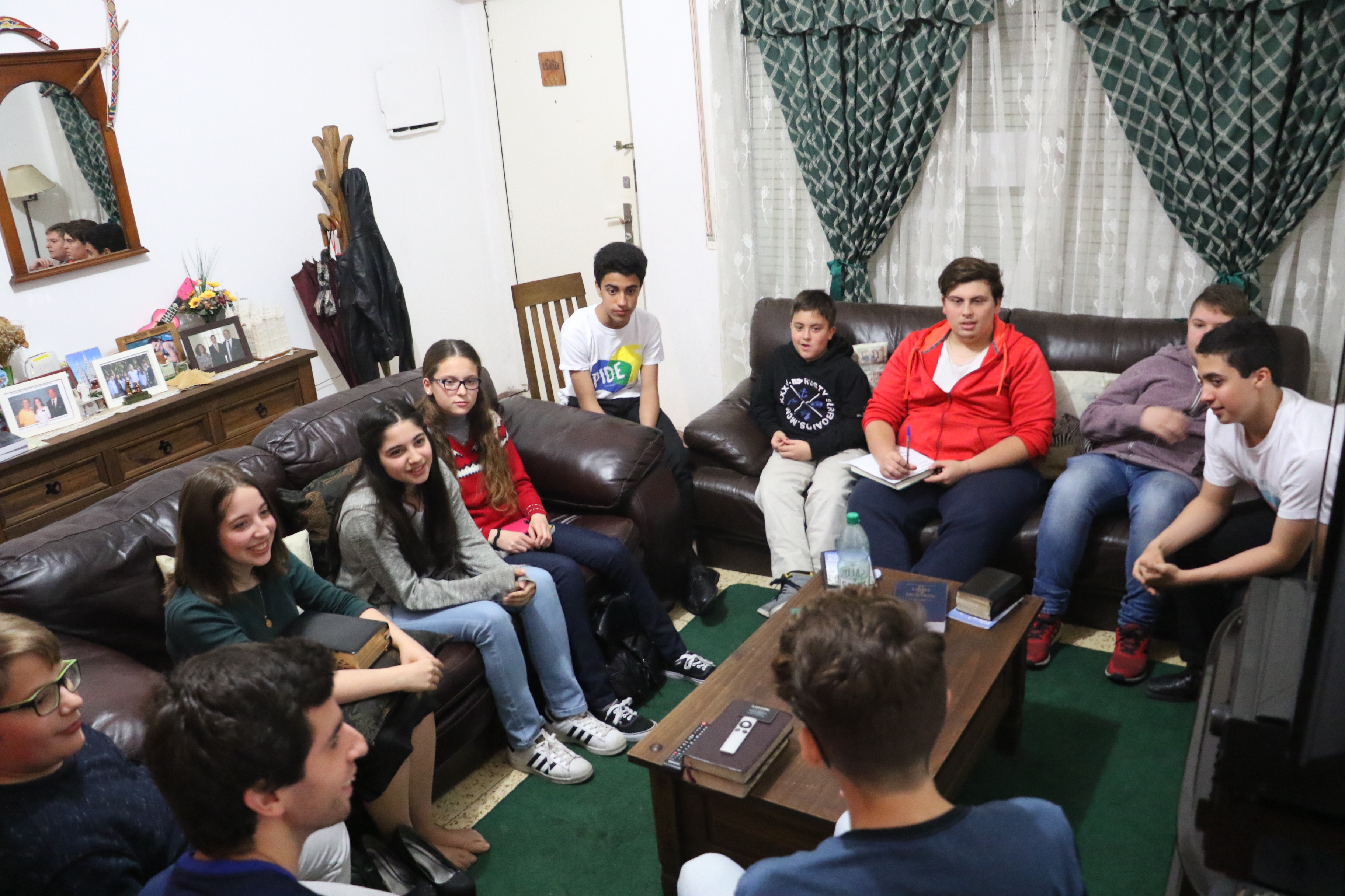 Latter-day Saint youth study together in Uruguay.