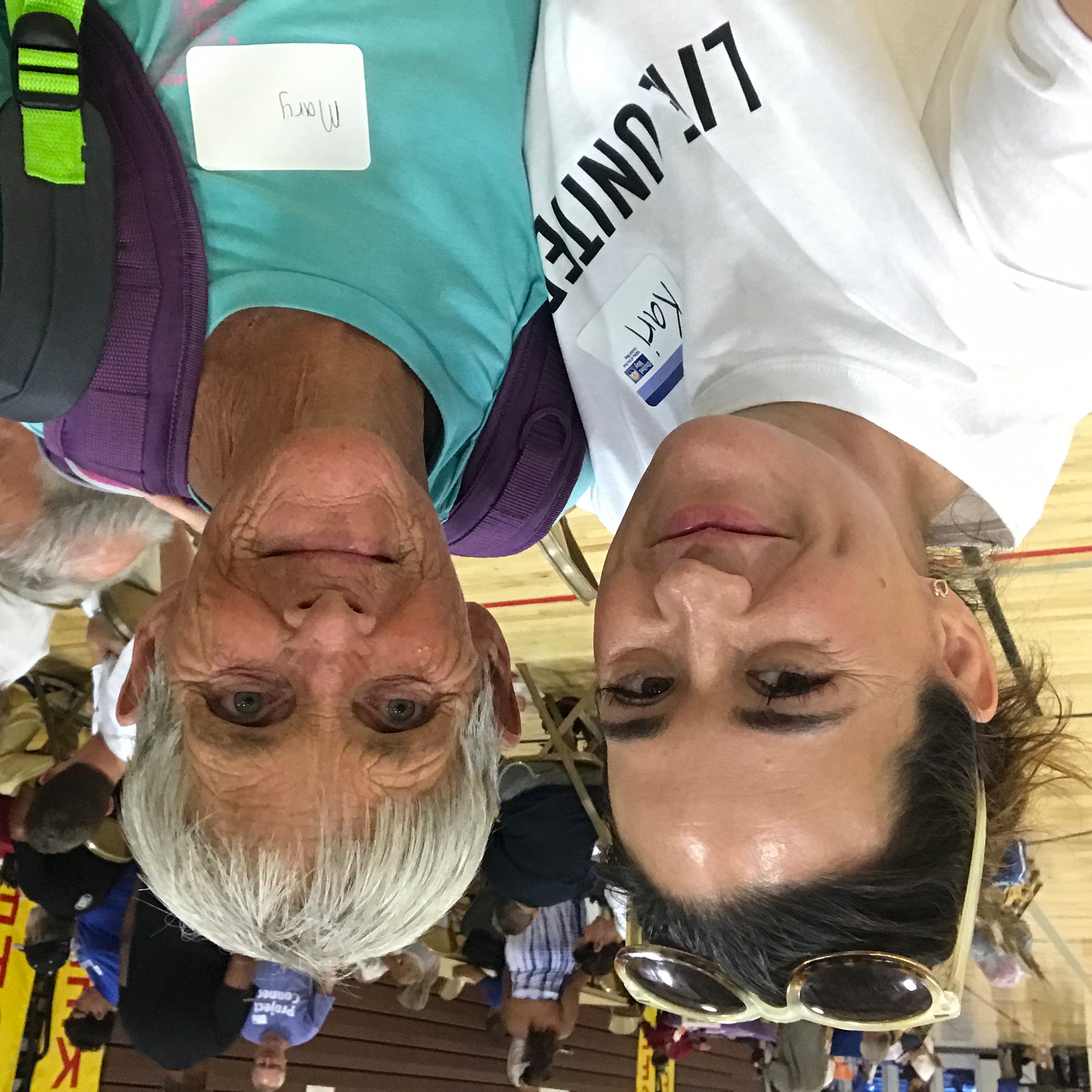 A volunteer takes a selfie with a guest to a Project Connect event in Mesa, Arizona. With the help of the Church's JustServe program, the event was able to provide services to more than 400 people experiencing homelessness from surrounding areas.