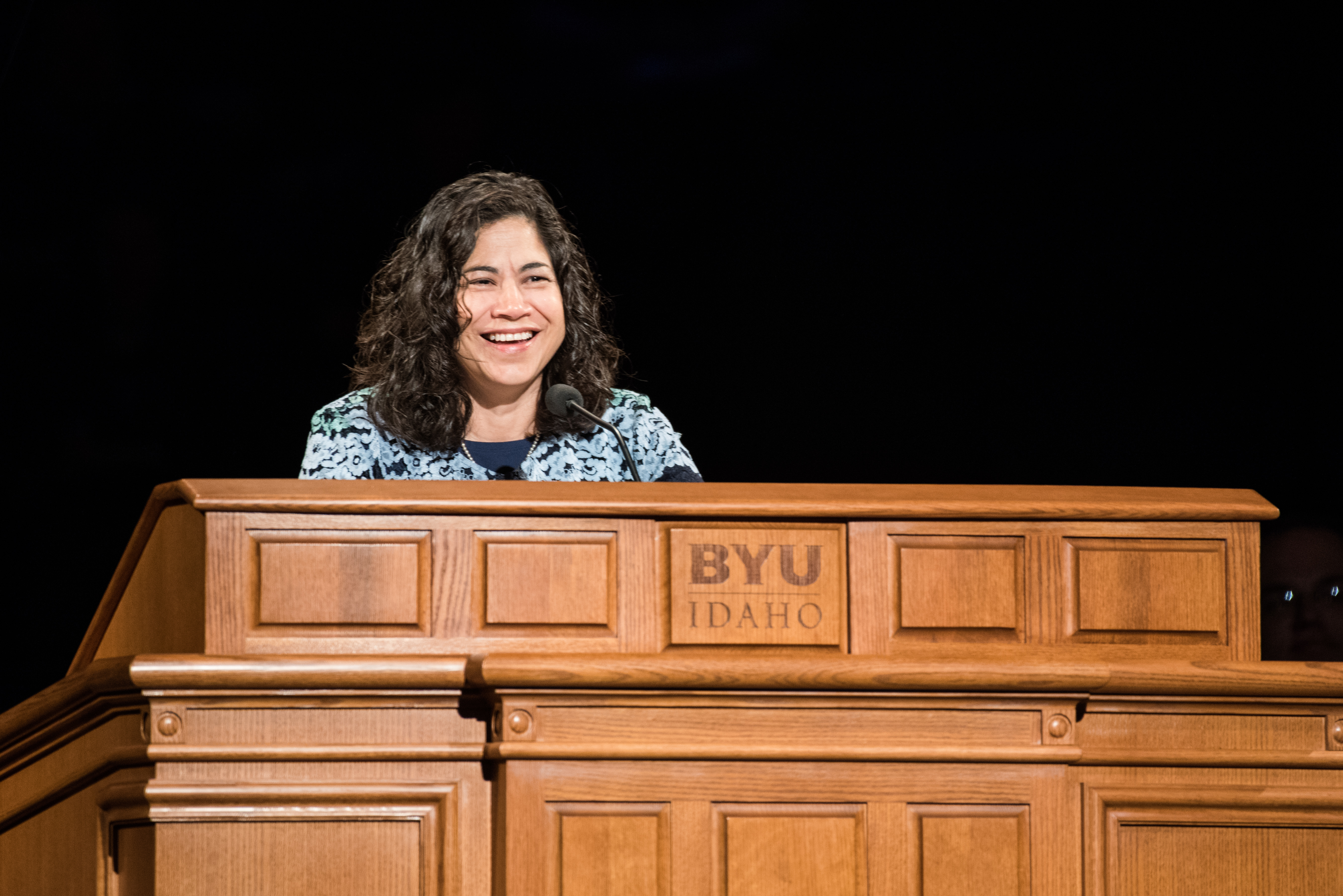 Sister Reyna I. Aburto, second counselor in the Relief Society general presidency, speaks during a BYU-Idaho devotional in the BYU-Idaho Center on June 4, 2019.