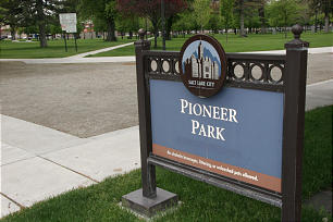 Pioneer Park in Salt Lake City is the site of the Mormon Pioneer's first encampment site after arriving in the Salt Lake Valley in 1847.