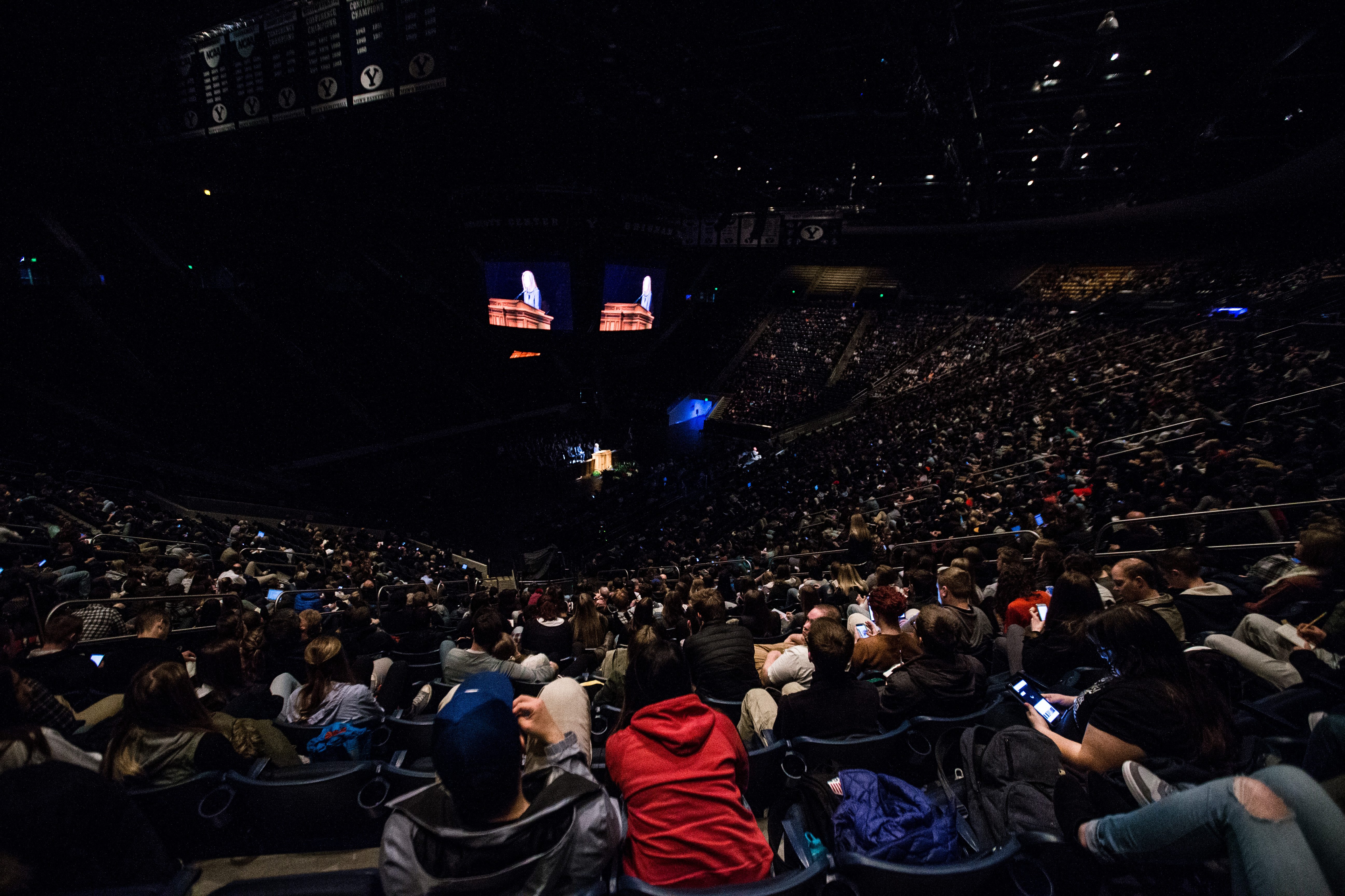 Sister Michelle D. Craig, first counselor in the Young Women general presidency, speaks during a campus devotional at BYU on Dec. 11.