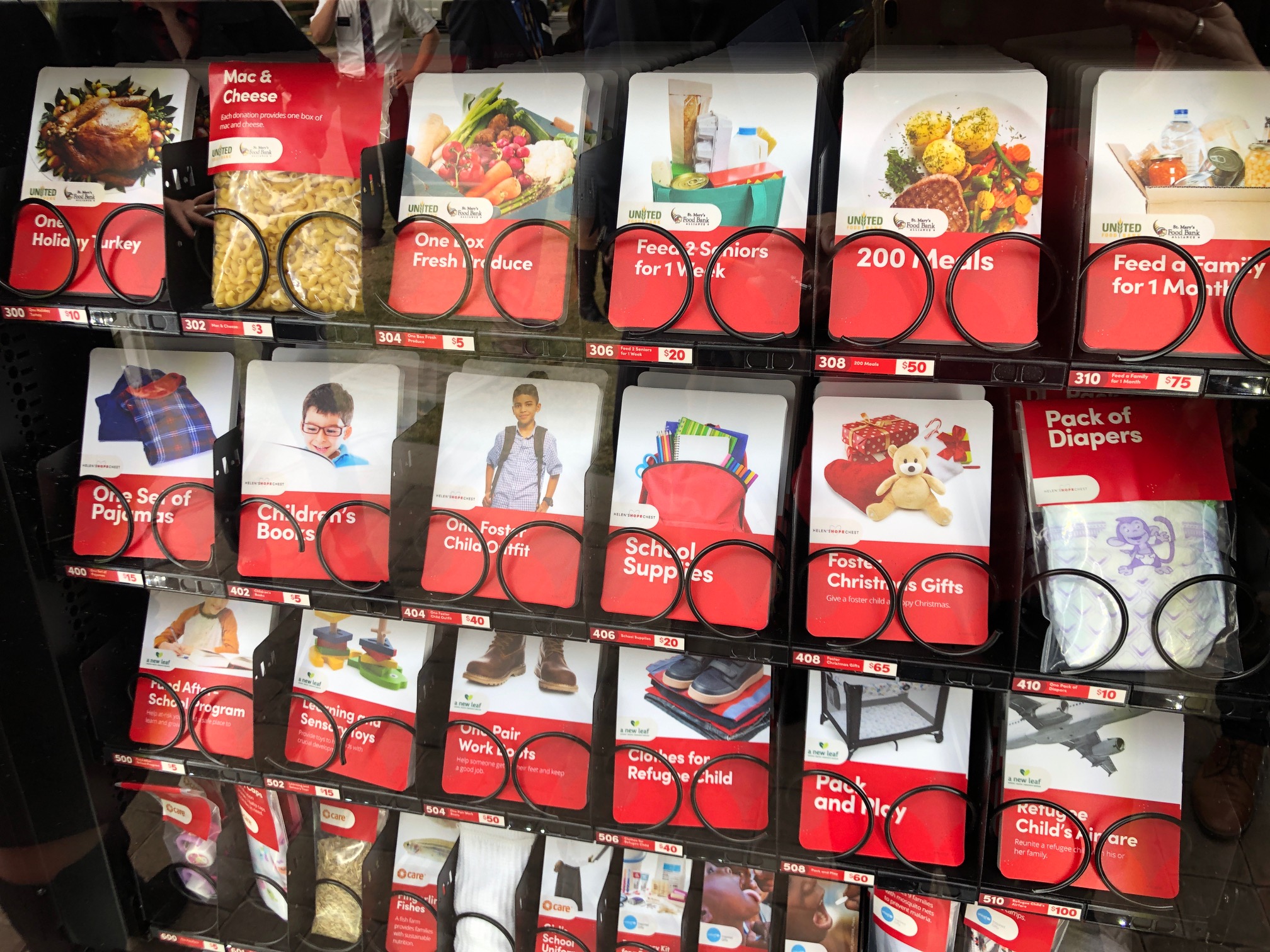 Giving machines, part of the Church’s popular #LightTheWorld campaign, opened in Gilbert, Arizona, on Thursday, Nov. 29. Items available range from $3 and up in #LightTheWorld giving machines in Gilbert, Arizona.