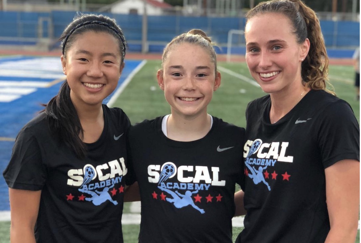 Olivia Moultrie, center, with teammates at the SoCal Academy in June 2018.