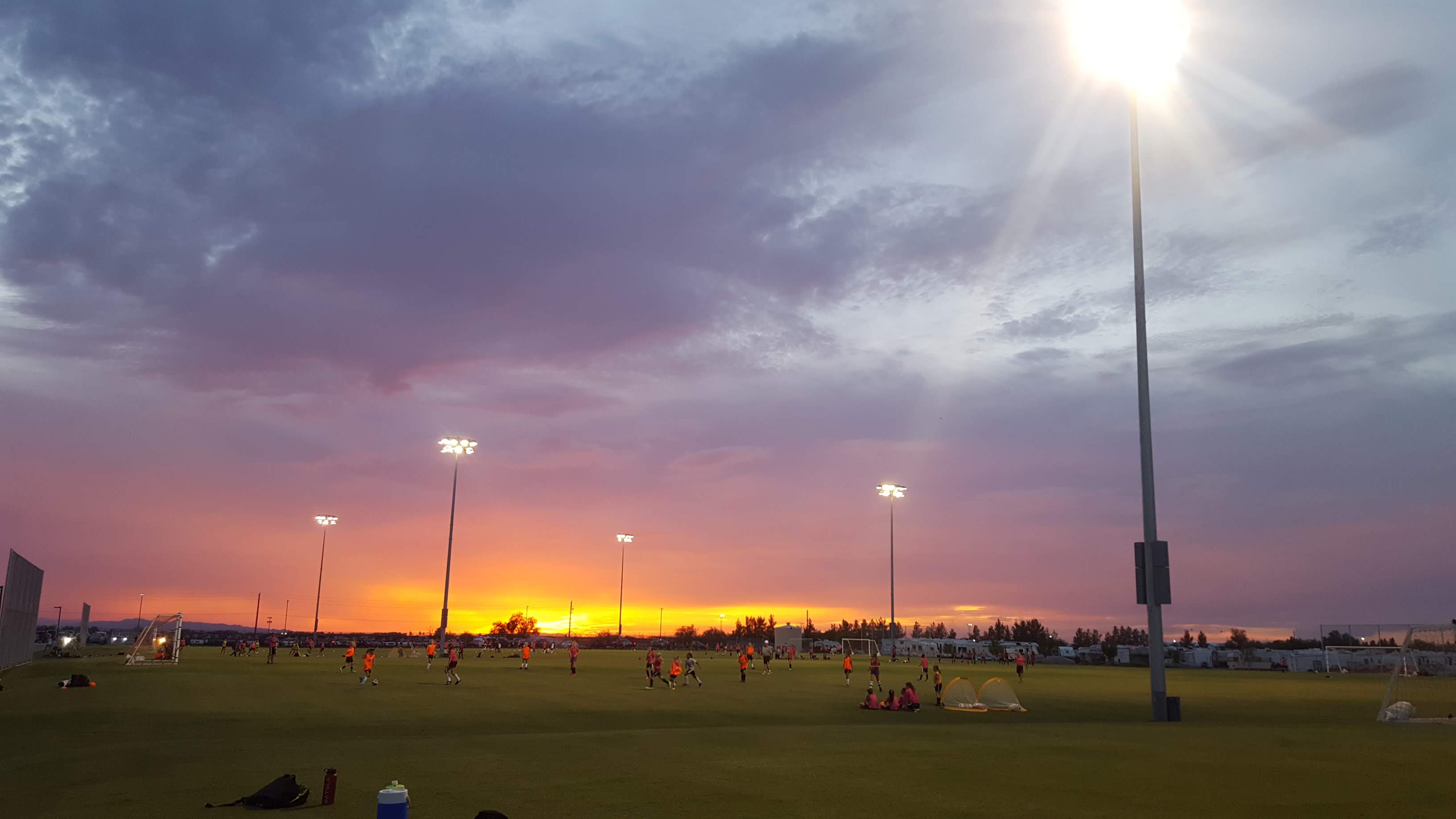 The sun sets on the NSFC fields in Mesa, Arizona.