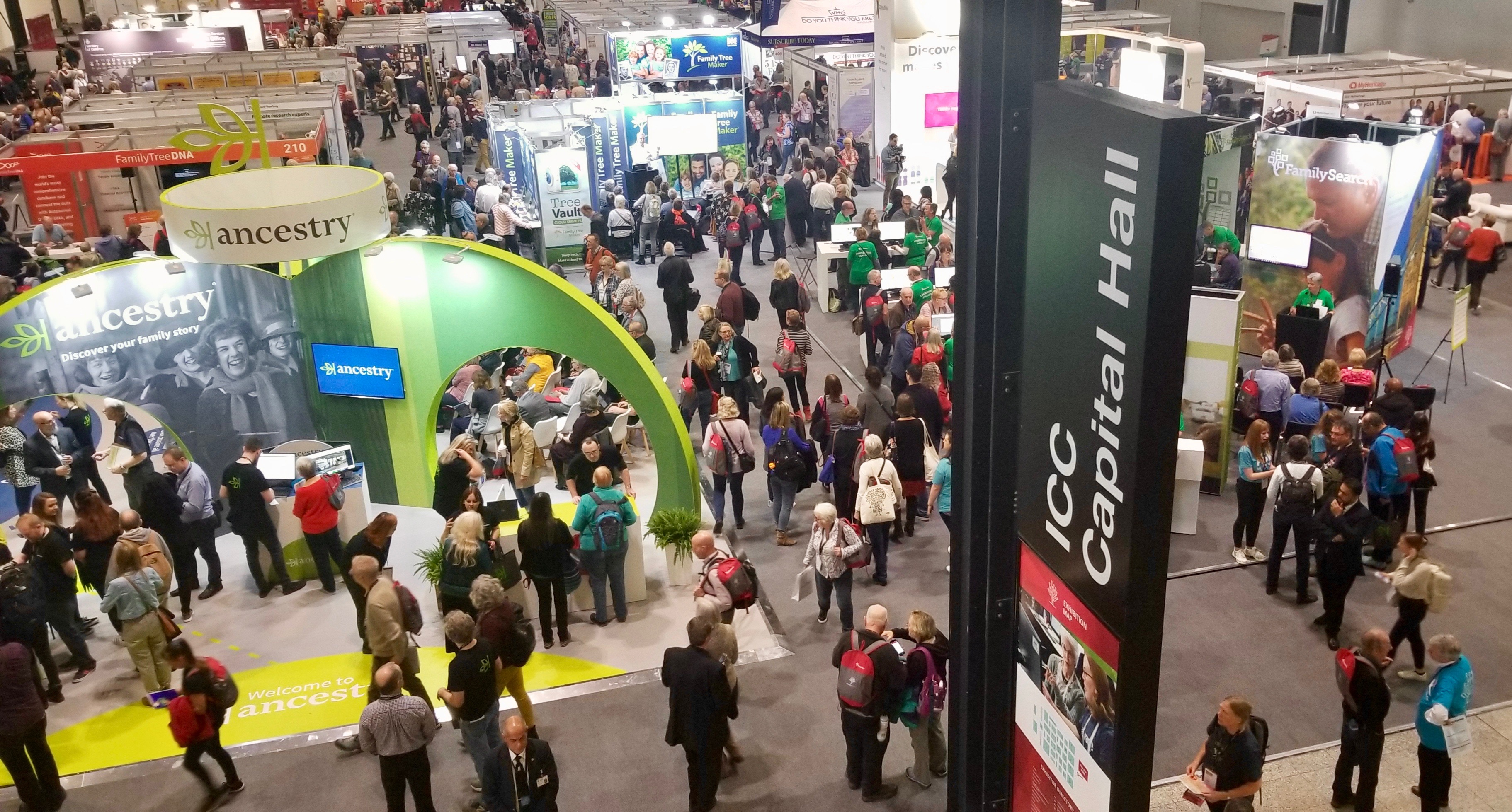 RootsTech London attendees fill the London ExCel exhibition hall on Thursday, Oct 24, 2019.