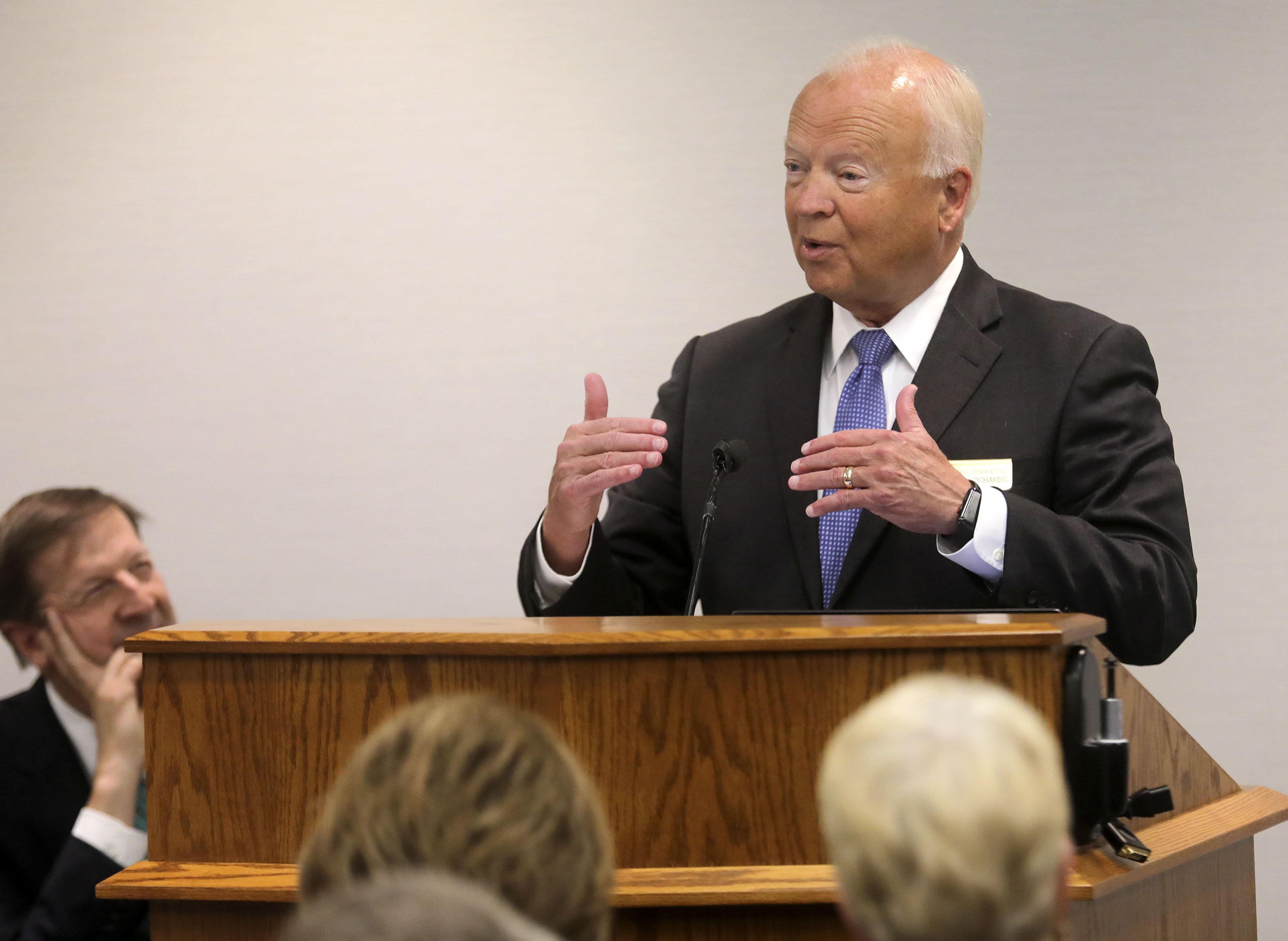 Elder Kent F. Richards, emeritus General Authority Seventy of The Church of Jesus Christ of Latter-day Saints, speaks during the FamilySearch 125th anniversary celebration at the Family History Library in Salt Lake City on Wednesday, Nov. 13, 2019.