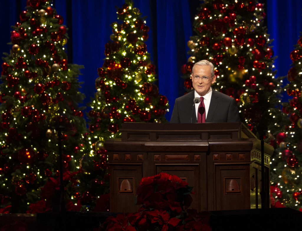Elder Patrick Kearon, of the Presidency of the Seventy, speaks at the First Presidency Christmas Devotional of The Church of Jesus Christ of Latter-day Saints at the Conference Center in Salt Lake City on Sunday, Dec. 8, 2019.