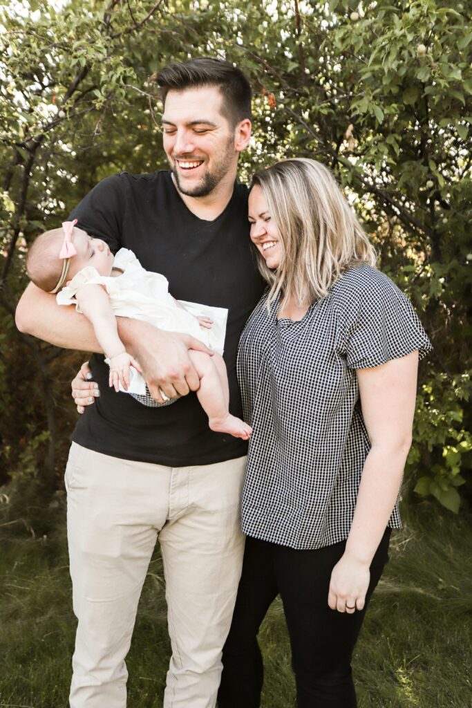 Brandon Bijold and Morgan Taylor-Bijold with their baby daughter, Dorothy.
