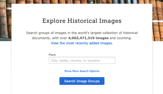 Screenshot of Explore Historical Images search bar on March 24, 2020.